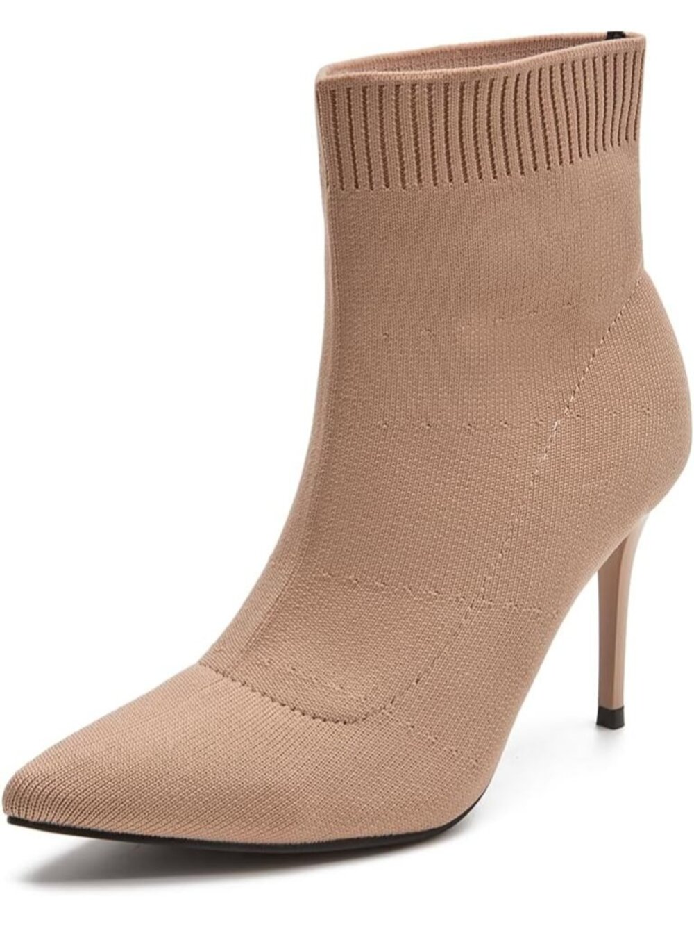 Women's Khaki Pointed Toe Comfortable Dressy Stretchy Knit Short Sock Booties